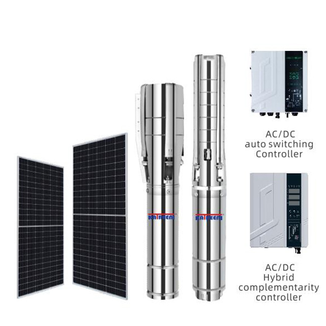4' AC/DC b&uuml;rstenlose Edelstahl-Laufrad-Tiefbrunnen-Solarpumpe